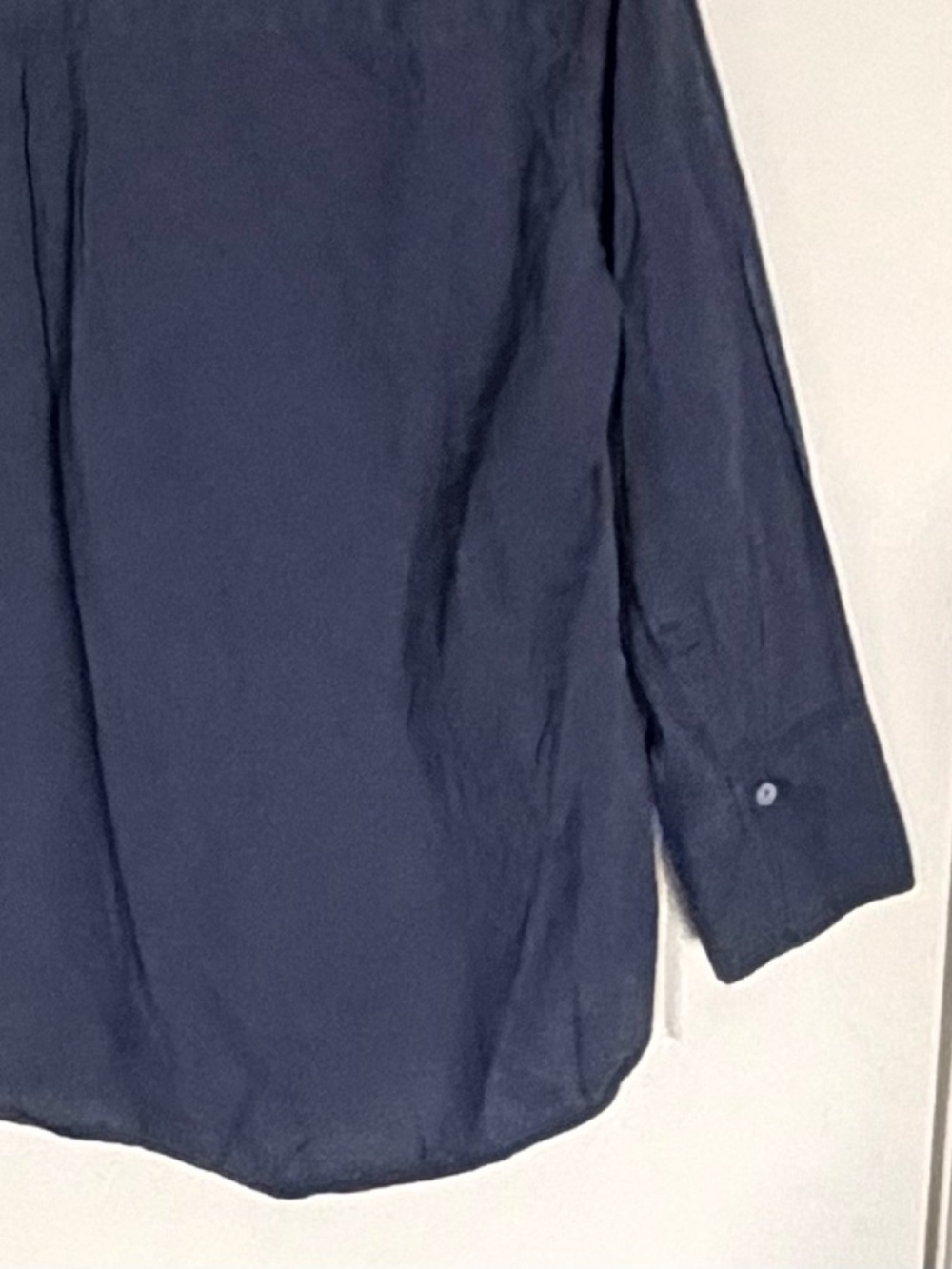 NIA Navy Cotton Long Sleeve Button-Down Shirt Size Small 39500 - Picture 10 of 14
